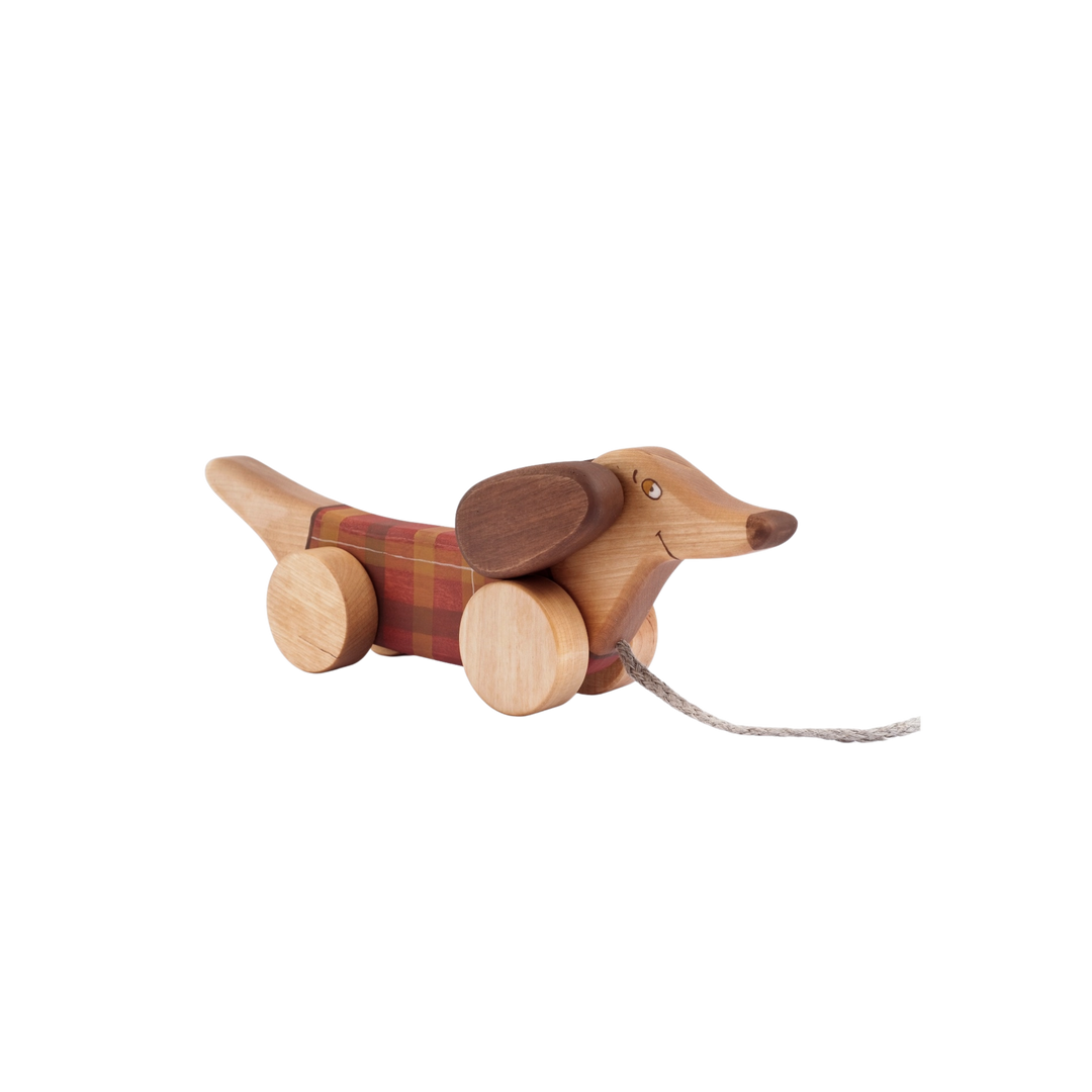 Pull Toy Red Sausage Dog