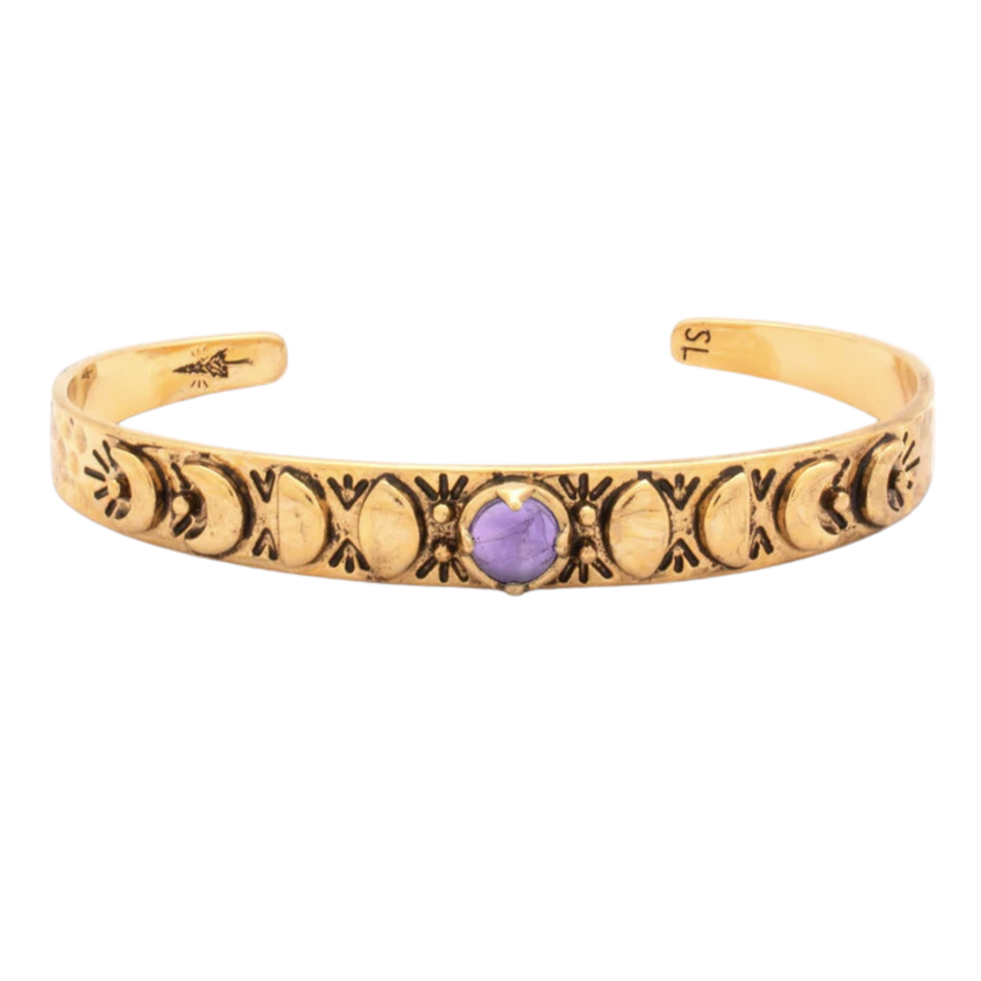 Moon Phases Cuff Bracelet | Amethyst