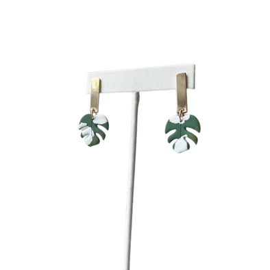 Variegated Monstera Earrings