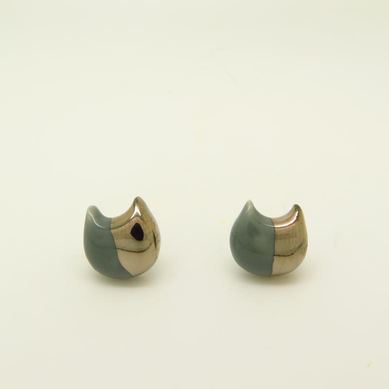 Silver Dipped Cat Earrings