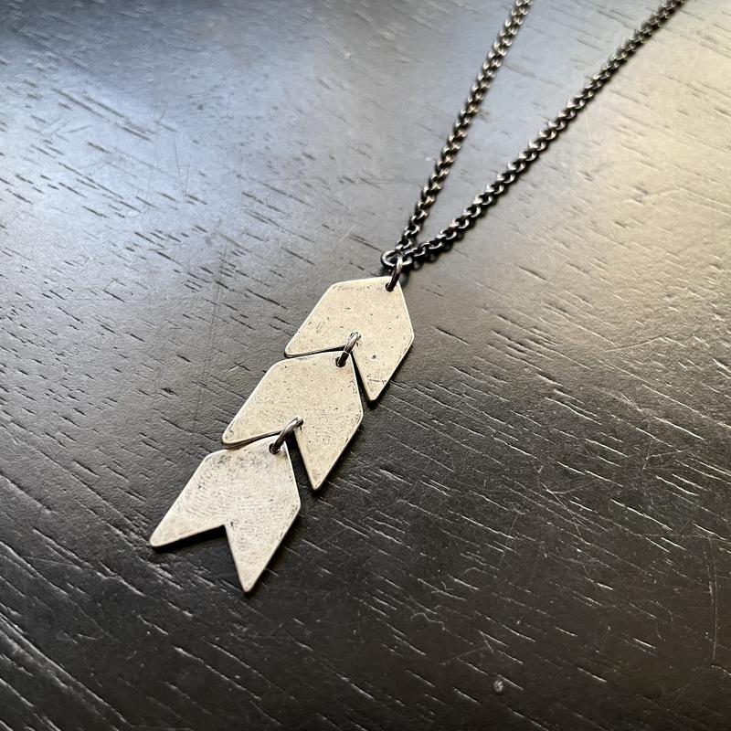 Tiny Silver Triple Chevrons (pointing upward) Necklace