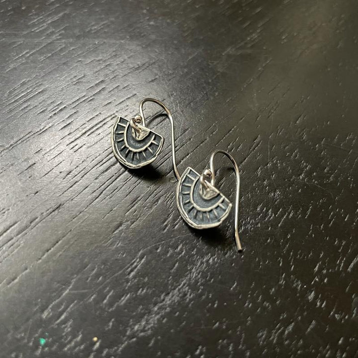 Tiny Silver "Sun-Bow" Earrings (upward facing, tight bow)