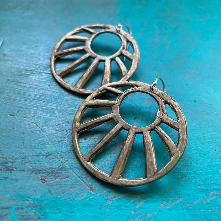 XL Brass "Open" Sun Earrings