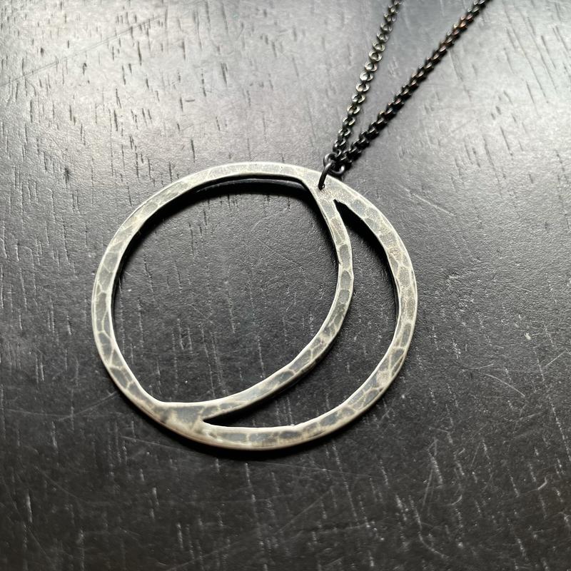 XL Silver "Open" Moon Pendant Necklace