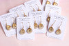 White and Gold Leaf Teardrop Drop Earrings