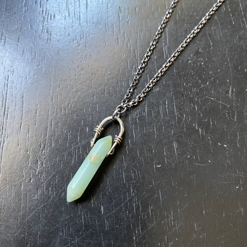 TINY Taliswoman Double Pointed, Faceted Amazonite Necklace