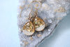 White and Gold Leaf Teardrop Drop Earrings