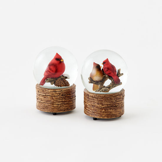 Cardinal Water Snow Globe White Christmas