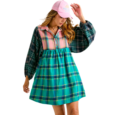Mixed Plaid Mini Dress