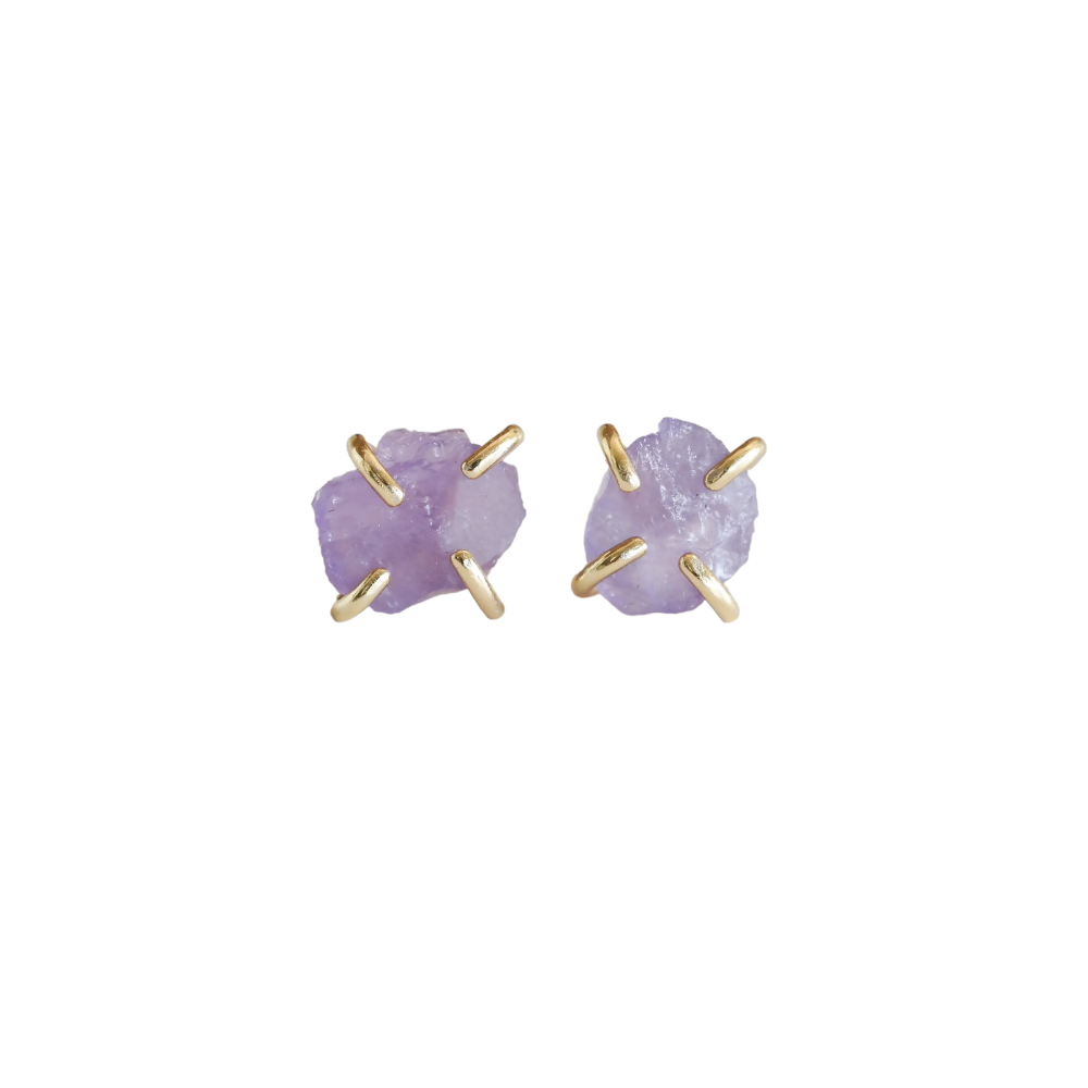 Amethyst Gemstone Prong Earrings