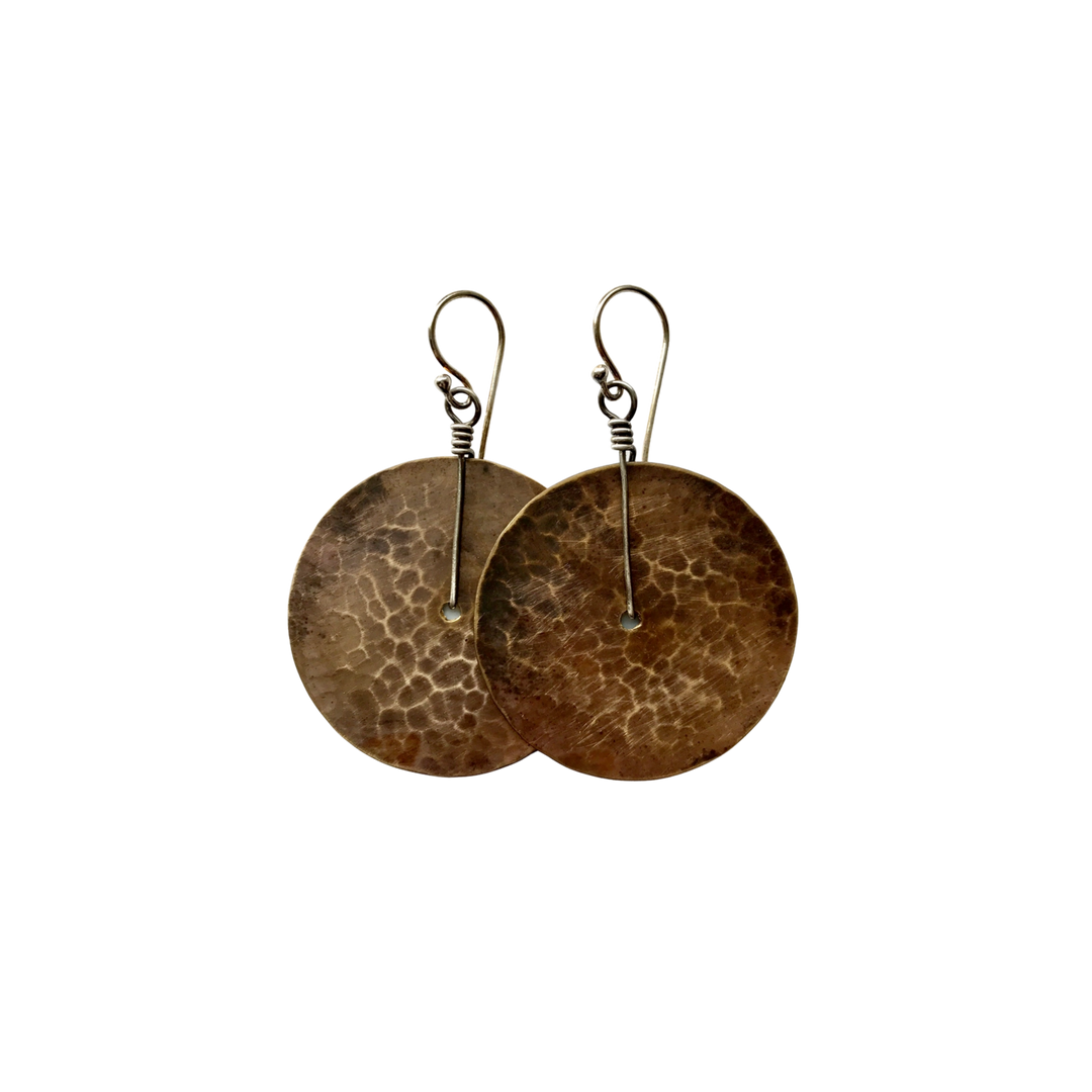 Brass Disc Earrings - Medium