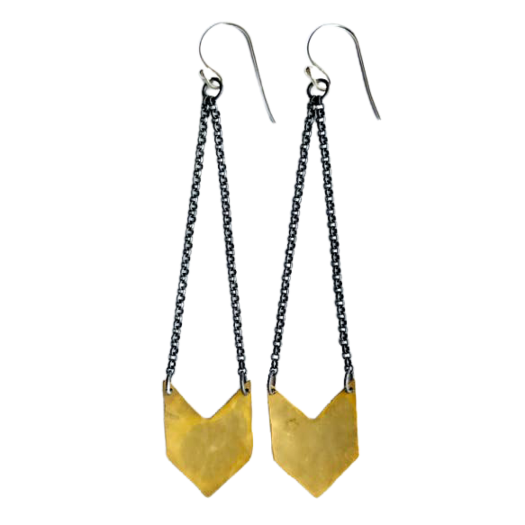 Chevron Earrings - Brass - Single