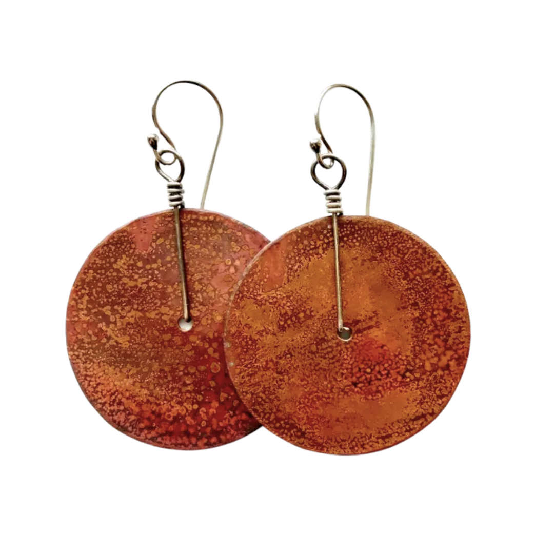 Copper Disc Earrings - Medium