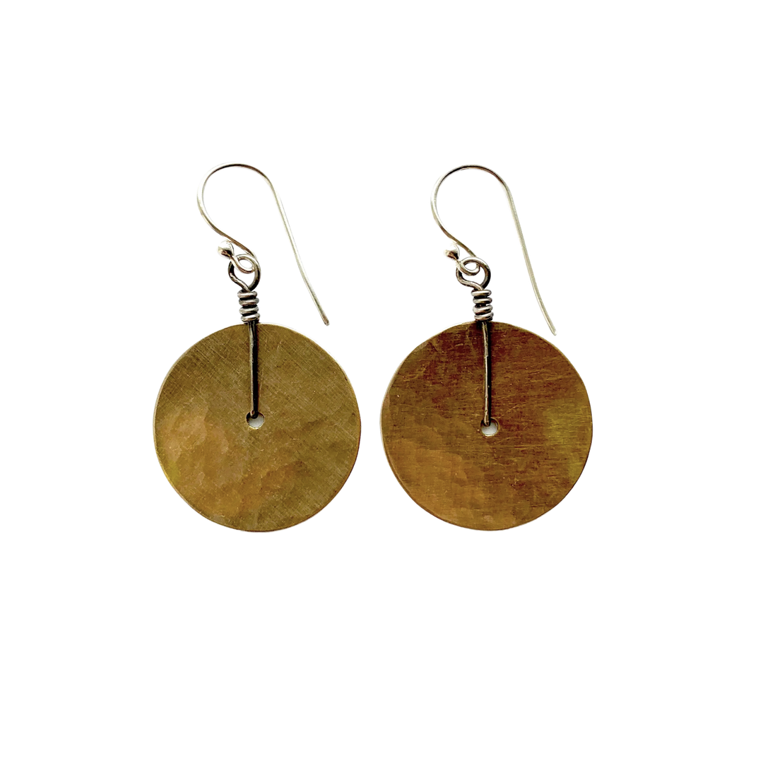 Brass Disc Earrings - Small