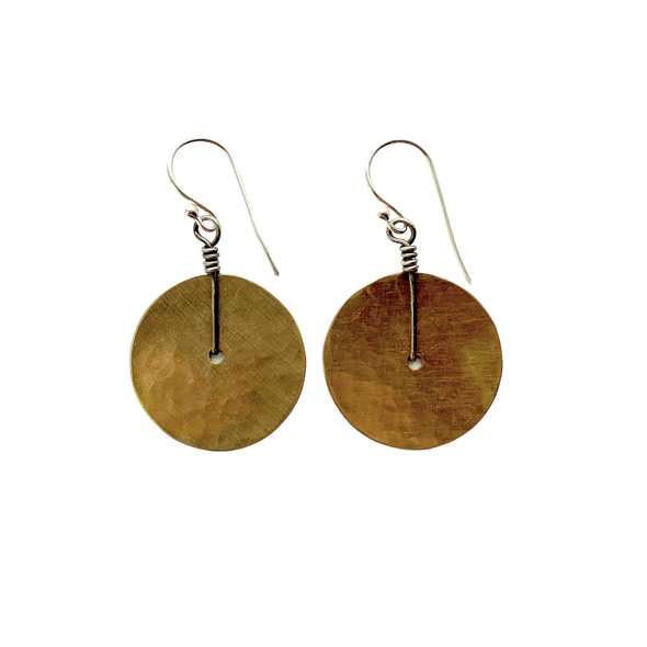 Brass Disk Earrings - Small