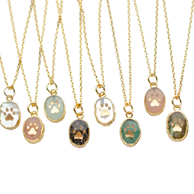 Paw Print Gemstone Necklace