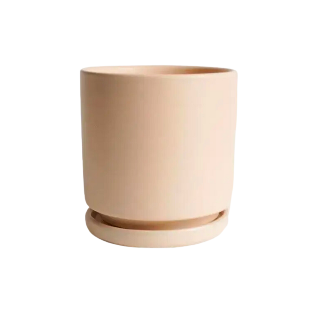 10.25" Gemstone Cylinder Pot with Water Tray - Vanilla