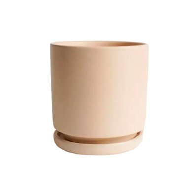 10.25" Gemstone Cylinder Pot with Water Tray - Vanilla