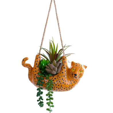 Ceramic Cheetah Hanging Planter