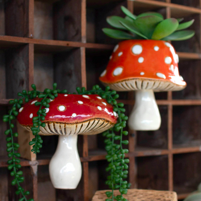 Ceramic Toadstool Wall Planter