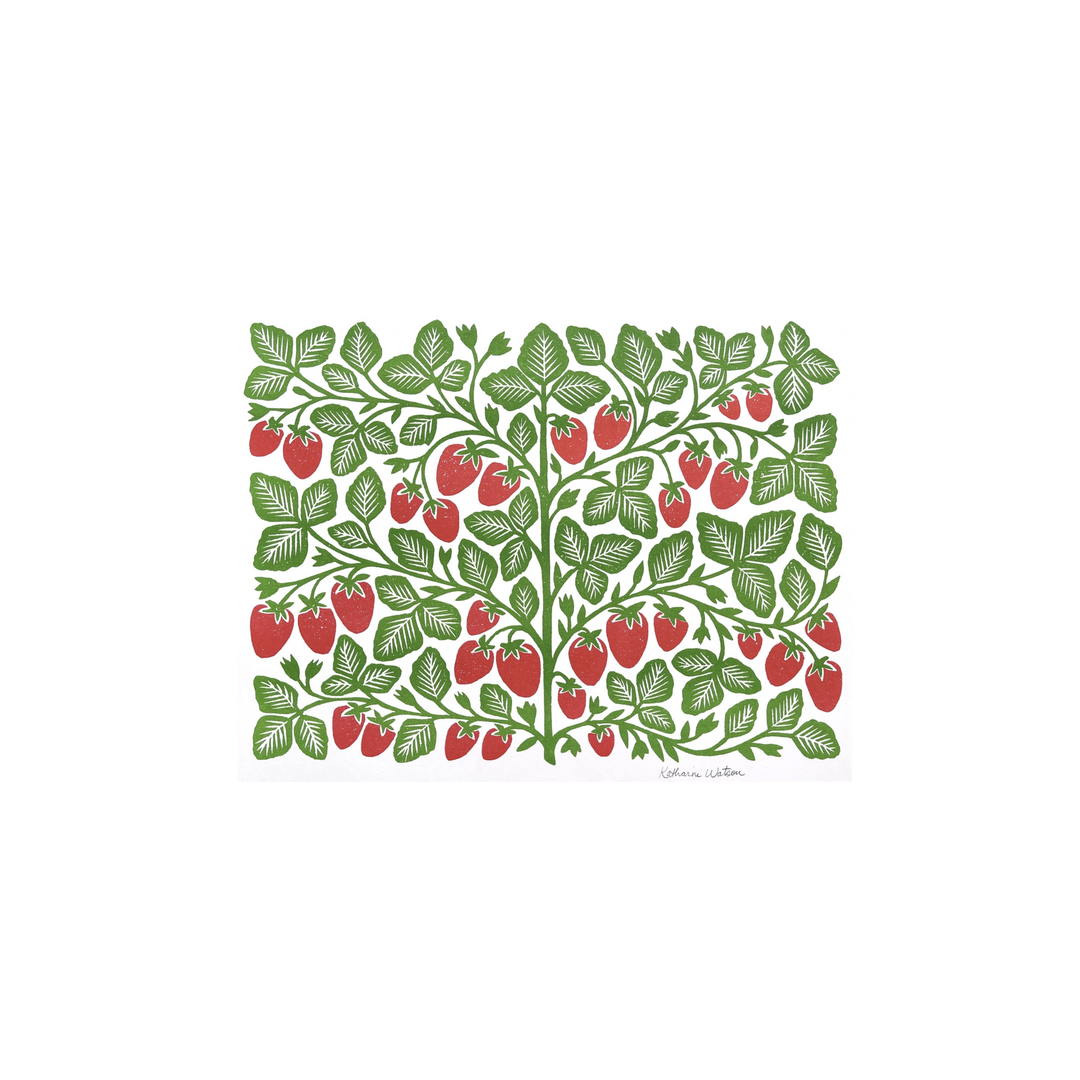 Garden Series: Strawberry Risograph Art Print
