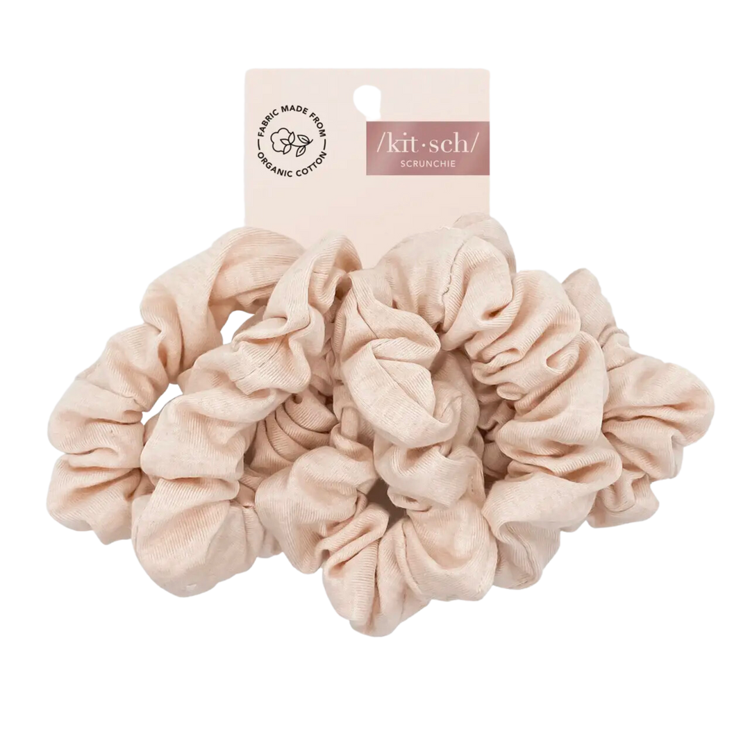Organic Cotton Knit Scrunchies 5pc - Cream
