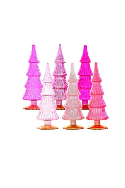 Small Hue Glass Tree Assorted Pink Tones