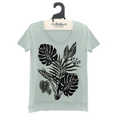 Seafoam Scoop Hi Lo Tee with Tropical Print