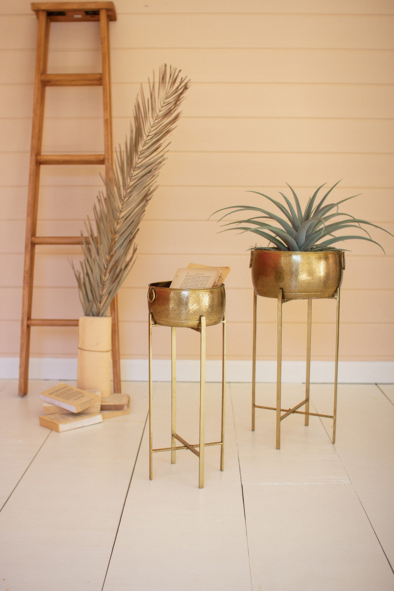 Brass Finish Planter with Stand