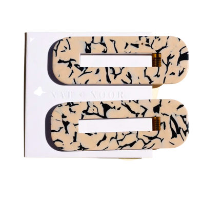 Marble Tortoise Hair Clip Duo