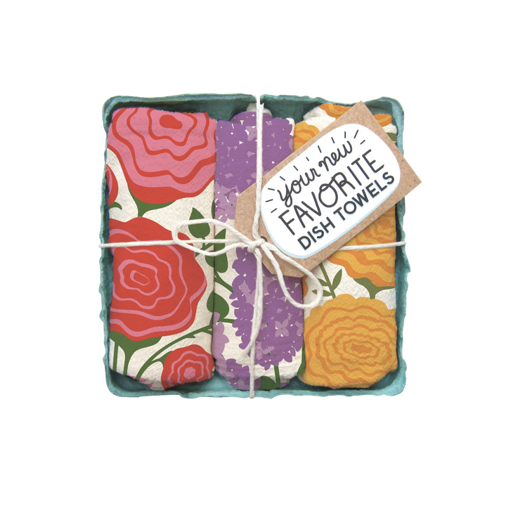 Edible Flowers Dish Towel Set of 3
