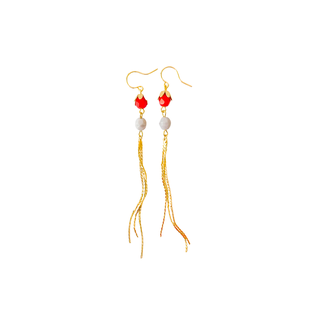 Colorful Gold Chain Tassel Earrings