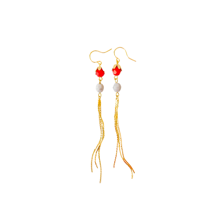 Colorful Gold Chain Tassel Earrings