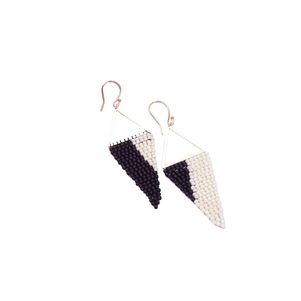 Black & White Abstract Triangle Earrings