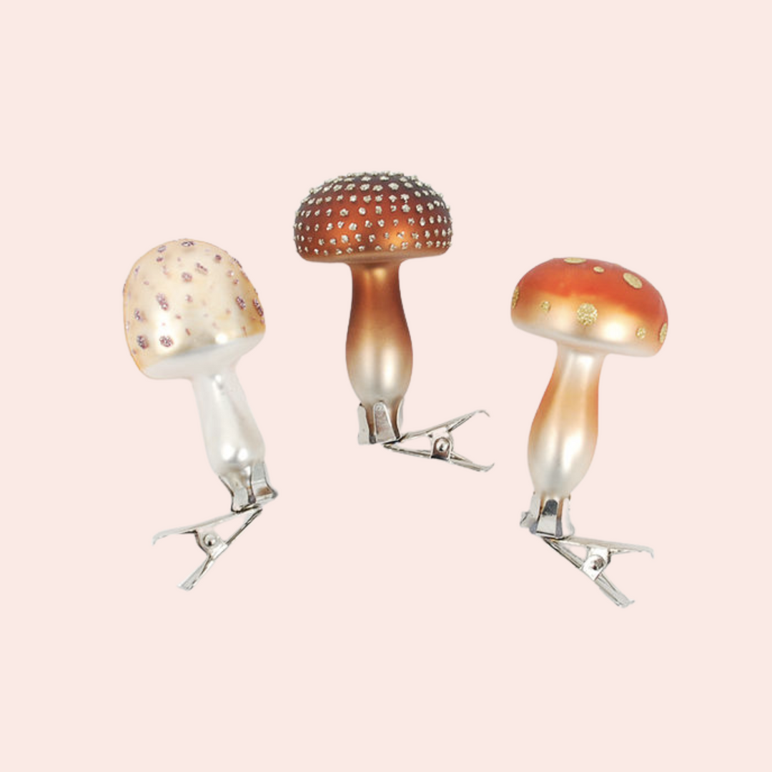 Glass Mini Mushroom Clip-on Ornament