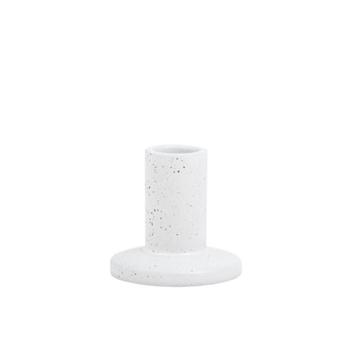 White Speckled Ceramic Taper Candle Holder 2.9" Tall