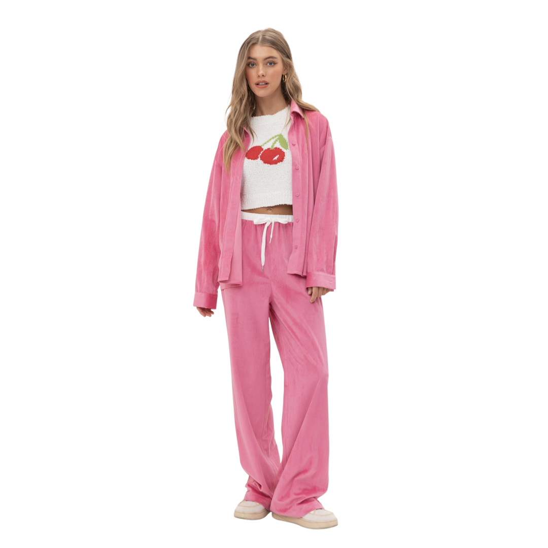 Oversized Corduroy Shirts - Pink