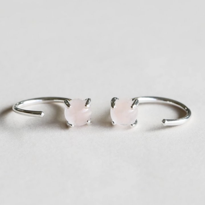 Rose Quartz Huggies