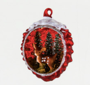 Reindeer Pinecone Scene Ornament