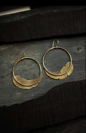 Feather Hoop Earrings