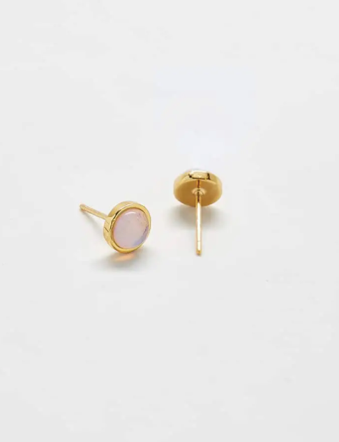 Tiny Gold Opal Stone Stud Earrings