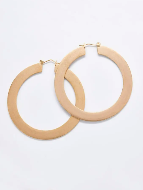Gold Matte Large Hoop Earrings
