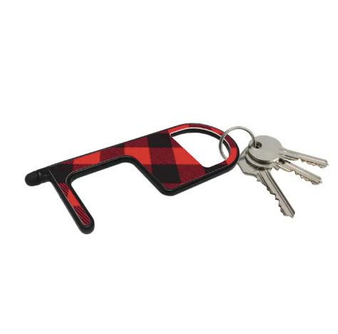 Touchscreen No Contact Tool - Red Buffalo Plaid