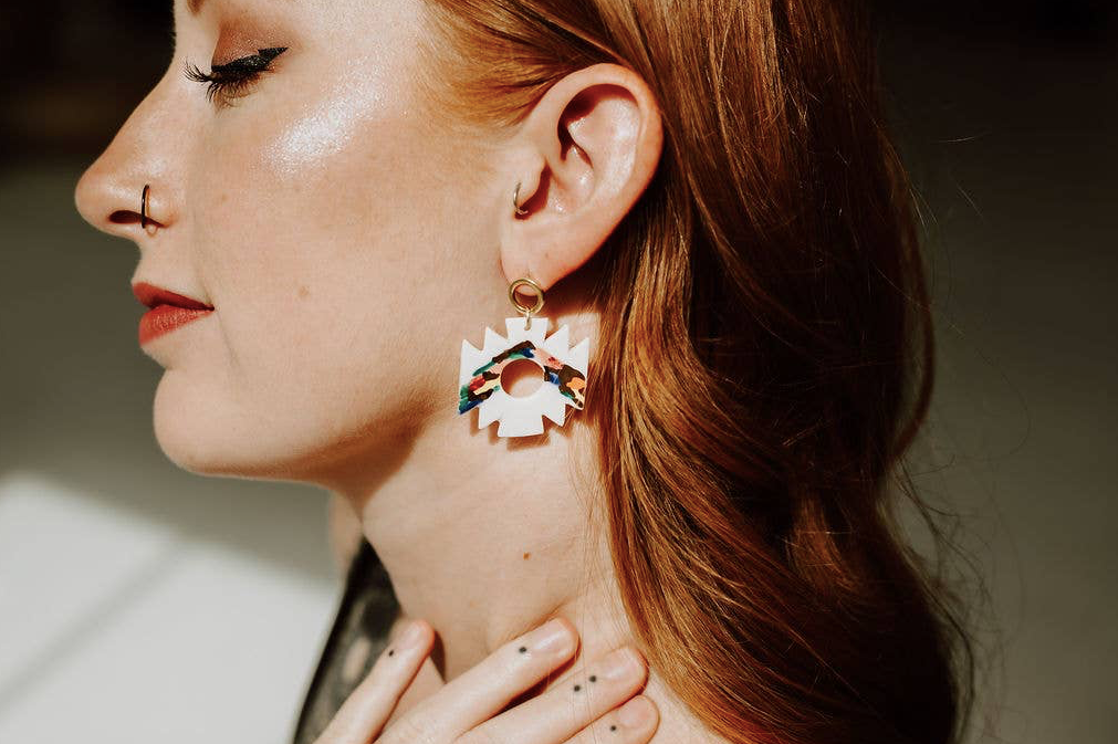 Geometric Color Dash Statement Earrings