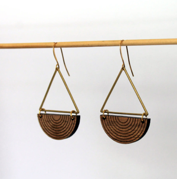 Half Moon Earrings in Walnut