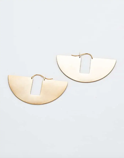 Mini Geometric Gold Boat Earrings