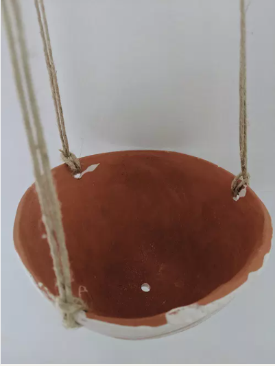 Horizon Line Variations Hanging Planter in Pink & Terracotta
