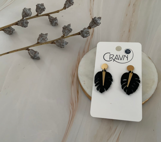 Small Monstera Earrings