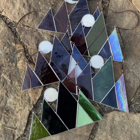 Stained Glass Mountains & Full Moon Sun Catcher