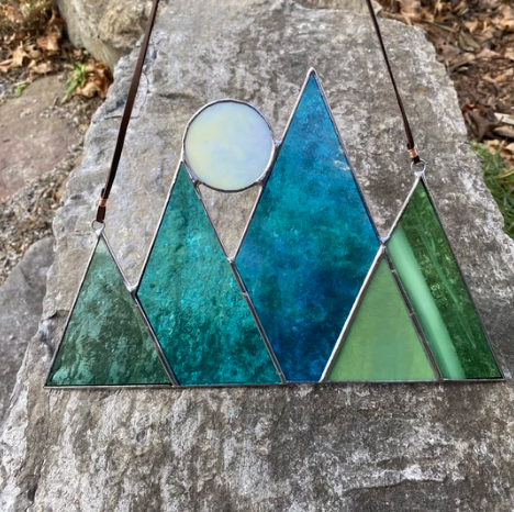 Stained Glass Mountains & Full Moon Sun Catcher